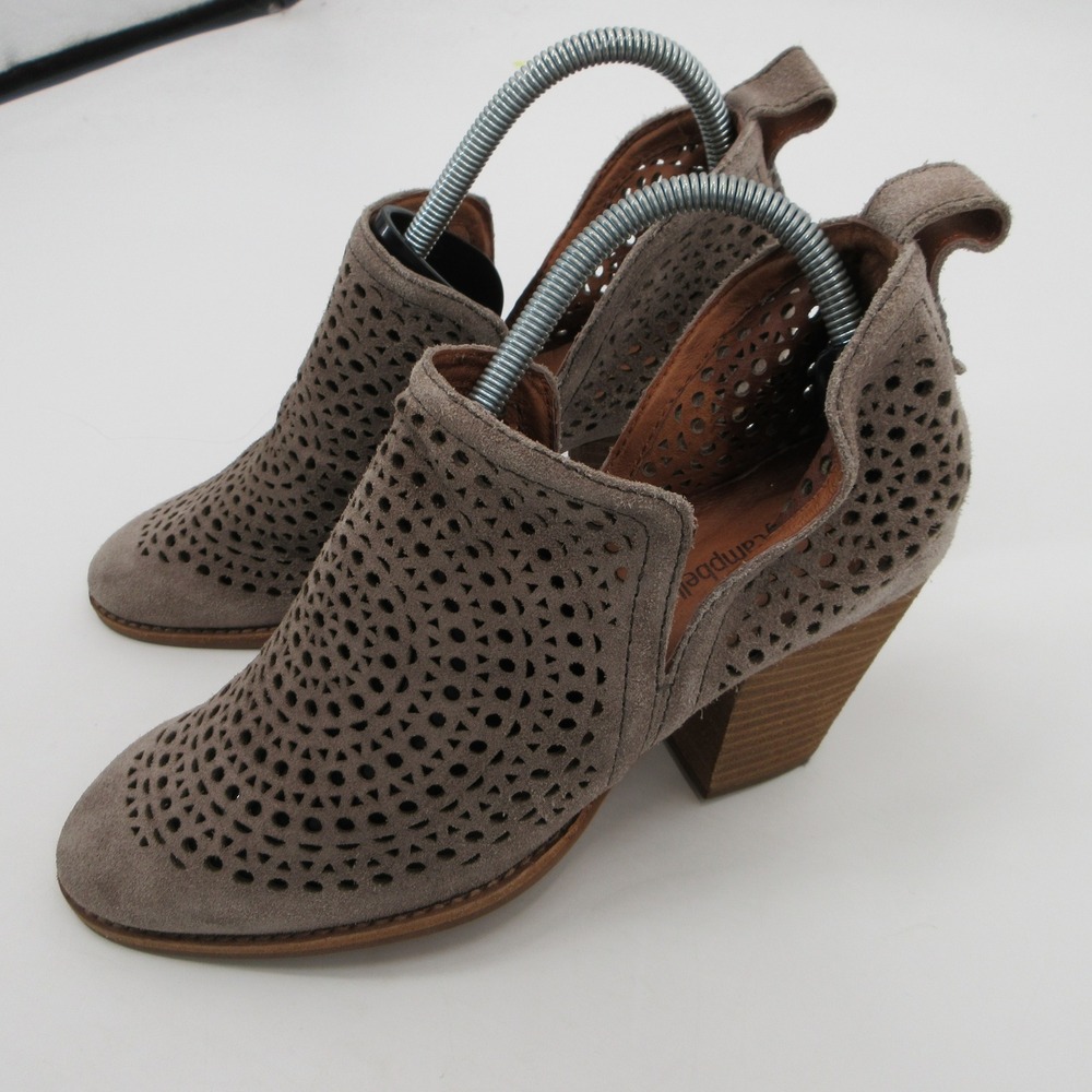 Jeffrey Campbell Rosalee Taupe Suede Perforated Western Ankle Booties Size 8.5
